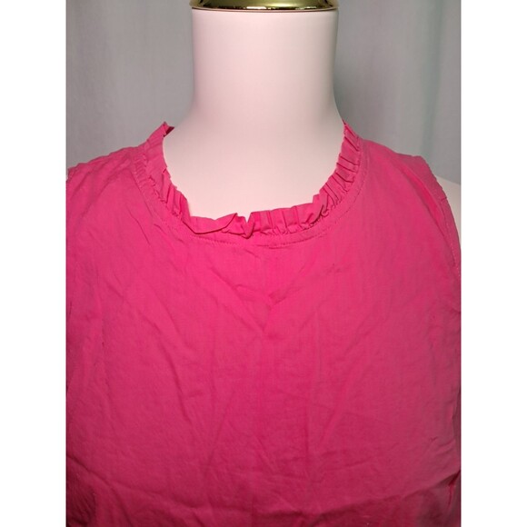 J. Crew Cotton High-Neck Swing Top Pink Orange Embroidery Sleeveless Size XS - Picture 4 of 11